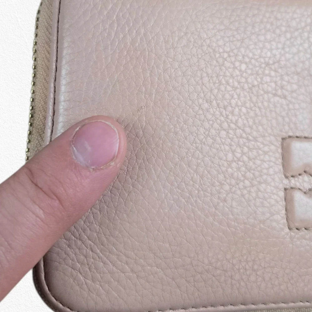 Tory Burch Amanda Blush Pink Pebbled Leather Zip Tassel Continental Wallet